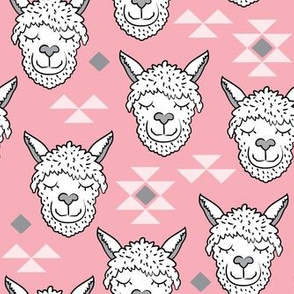 llamas-and-triangles-on pink