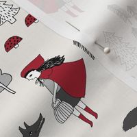 red riding hood fabric // crimson off-white fairytale design hand-drawn illustration andrea lauren