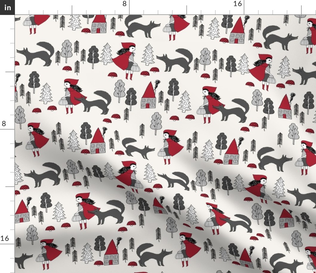 red riding hood fabric // crimson off-white fairytale design hand-drawn illustration andrea lauren