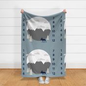 42" - monthly picture blanket (navy on white) - scenic moose - watch me grow