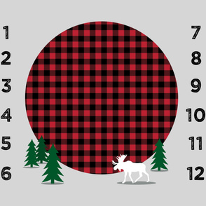 42" - monthly picture blanket - buffalo plaid moose - watch me grow