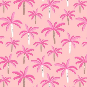 Summer palm tree beach coconut pastel bikini tropics illustration print in pink