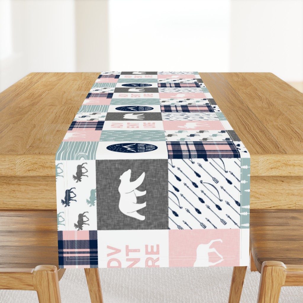 Happy Camper wholecloth w/fall plaid || (dusty blue and rose) (90)