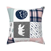 Happy Camper wholecloth w/fall plaid || (dusty blue and rose) (90)