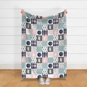 Happy Camper wholecloth w/fall plaid || (dusty blue and rose) (90)