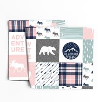 Happy Camper wholecloth w/fall plaid || (dusty blue and rose) (90)