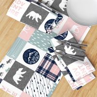 Happy Camper wholecloth w/fall plaid || (dusty blue and rose) (90)