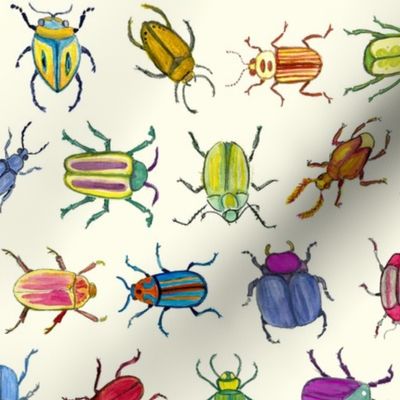 Bright Watercolor Beetles