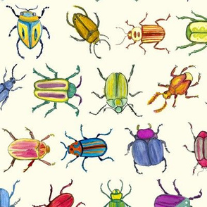 Bright Watercolor Beetles