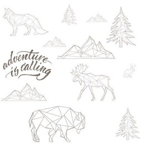8" Adventure is Calling Woodland Friends / White & Brown
