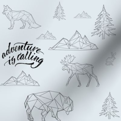 8" Adventure is Calling Woodland Friends / Blue & Chalkboard Black