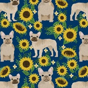 french bulldog sunflowers fabric floral dogs 