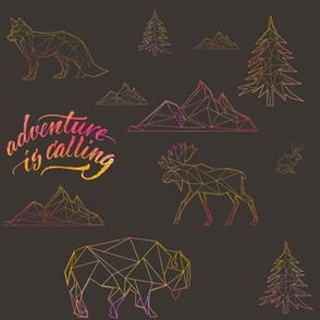 8" Adventure is Calling Woodland Friends / Brown & Yellow Sunrise