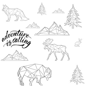 8" Adventure is Calling Woodland Friends / Black and White