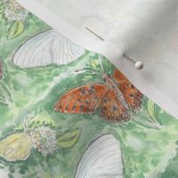 Three Butterflies Watercolor Stripe