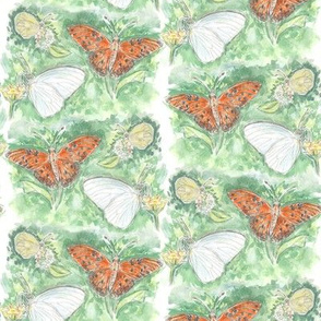 Three Butterflies Watercolor Stripe