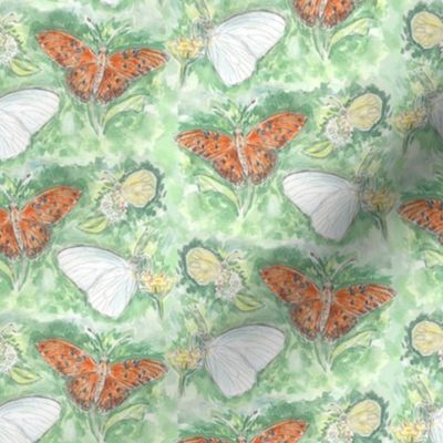 Three Butterflies Watercolor Allover