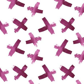 Magenta and White Watercolor Cross Pattern