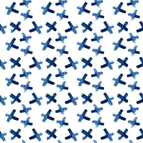 Navy and White Watercolor Crosses Pattern
