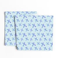 Abstract Watercolor Crosses in Bright Blue and Purple