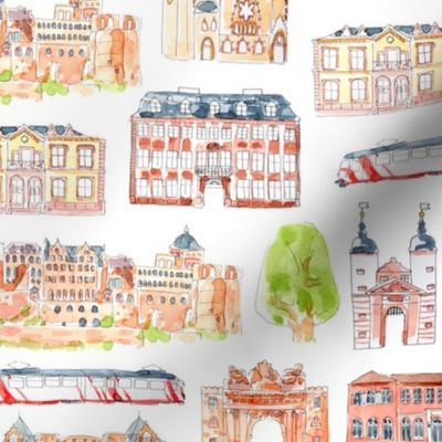 Heidelberg watercolour buildings