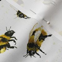 Watercolour bees on white