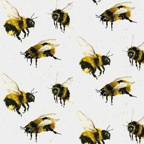 Watercolour bees on white