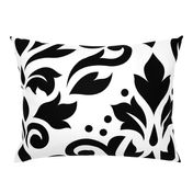 Scroll Damask Pattern Black on White