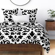 Scroll Damask Pattern Black on White