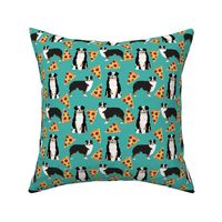 australian shepherd pizza fabric dogs and pizza food aussie dog fabric tricolored aussie - turquoise