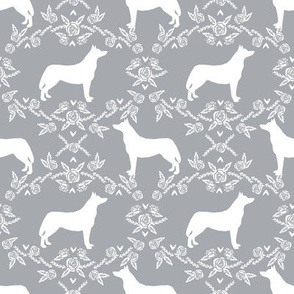 Husky siberian huskies dog breed silhouette fabric floral grey