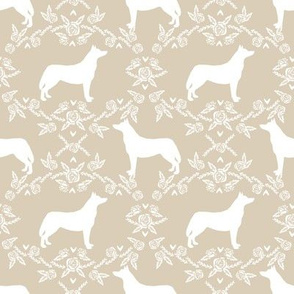 Husky siberian huskies dog breed silhouette fabric floral sand