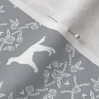 Irish Setter floral silhouette dog fabric pattern grey