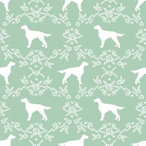 Irish Setter floral silhouette dog fabric pattern mint