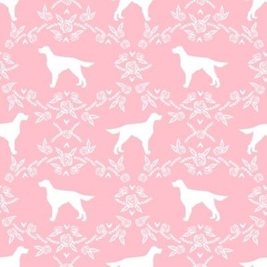 Irish Setter floral silhouette dog fabric pattern pink
