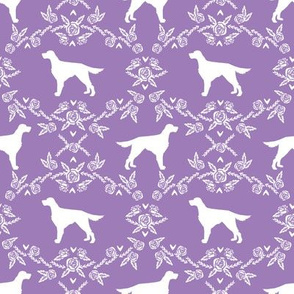 Irish Setter floral silhouette dog fabric pattern purple