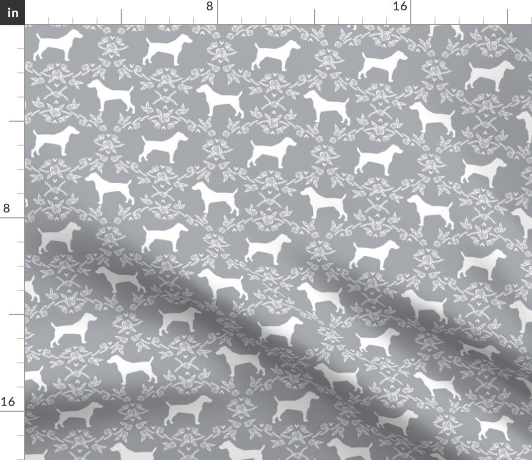 Jack Russell Terrier floral minimal dog silhouette grey