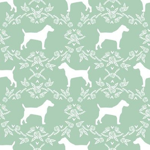 Jack Russell Terrier floral minimal dog silhouette mint