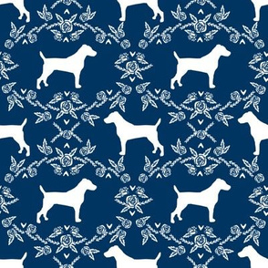 Jack Russell Terrier floral minimal dog silhouette navy