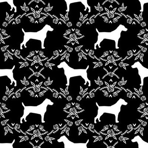 Jack Russell Terrier floral minimal dog silhouette black and white