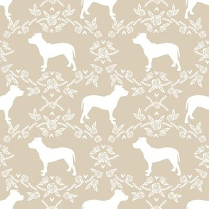 Pitbull floral silhouette dog breed pattern sand