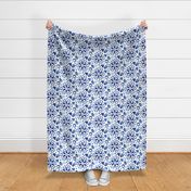 17-10Z Ikat Watercolor Blue Indigo Boho White Floral Triangle Home Decor_Miss Chiff Designs