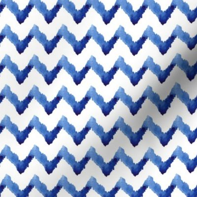 17-10X Blue Chevron Ikat Watercolor Indigo Boho Blue White Tribal_Miss Chiff Designs