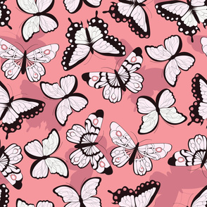 Butterflies on pink background