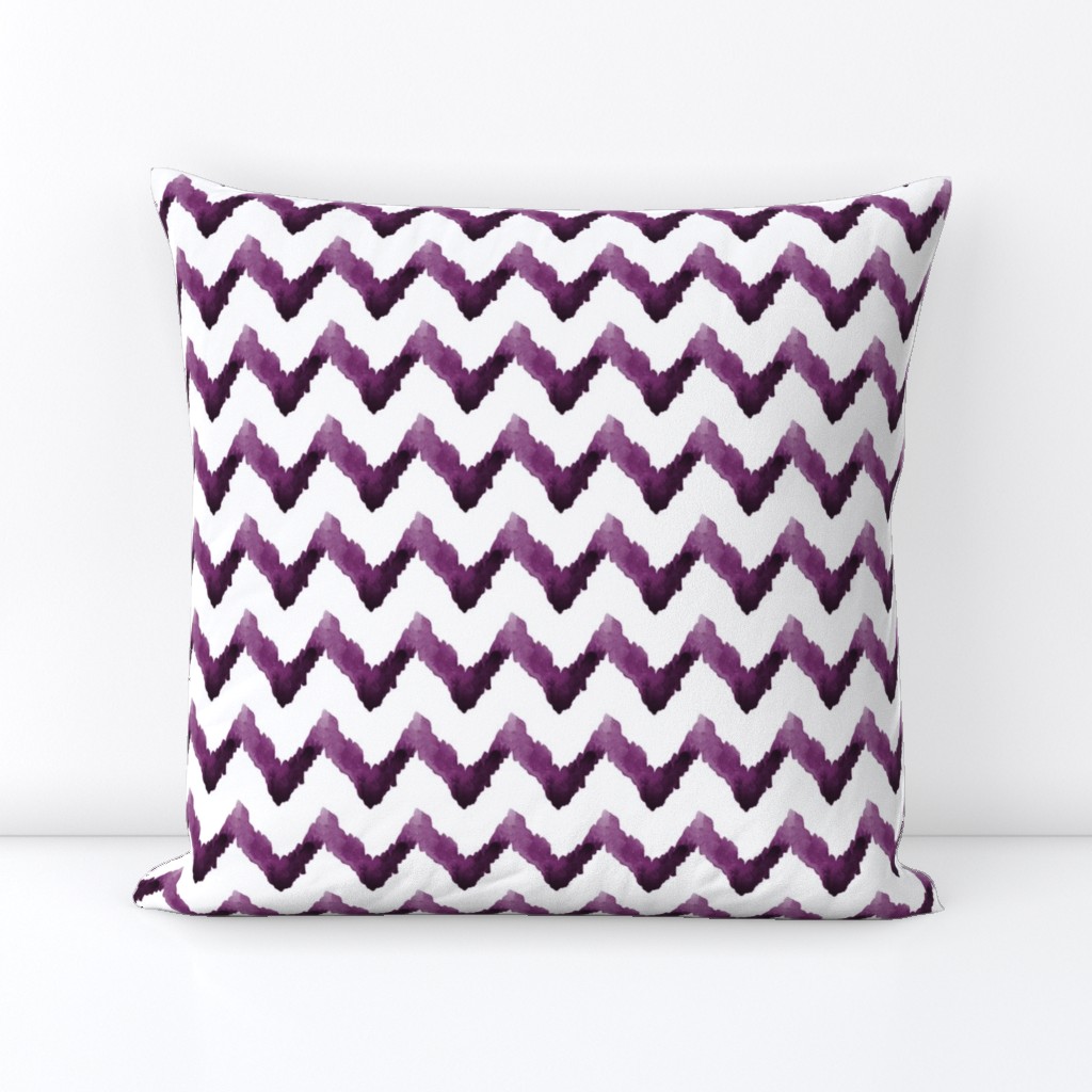 Chevron Watercolor  Home Decor Ikat Plum Purple Eggplant Aubergine Tribal _Miss Chiff Designs