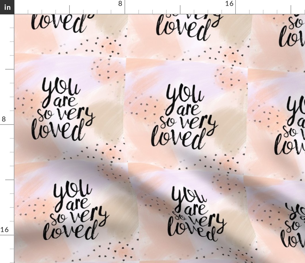 8" quilt block - you are so very loved - peach