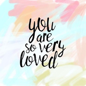 8" quilt block - you are so very loved - pastels