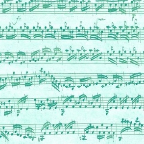 Bach's handwritten sheet music - seamless, surf teal