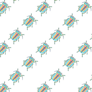 Rainbow Beetle Watercolor Diagonal