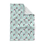 winter penguins // penguin in hats and scarves winter pingu holiday xmas fabric - lite